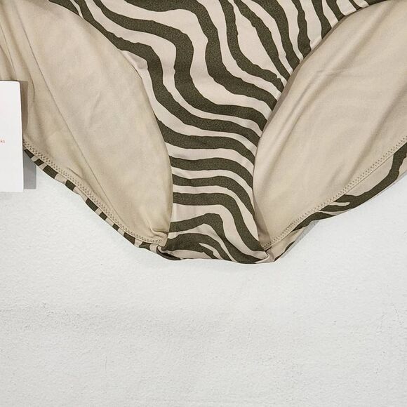 Andie Green and Tan Swim Bottom NWT Medium Green Stripe Andie Swim Bikini Bottom - Picture 3 of 11